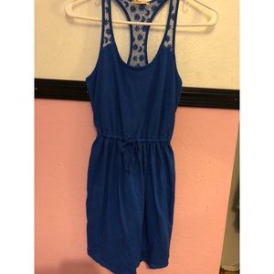 Blue lace back casual dress